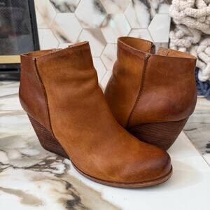 Kork-Ease Natalya Women’s‎ Camel Brown Leather Booties 8.5 Wedge Heels Bohemian